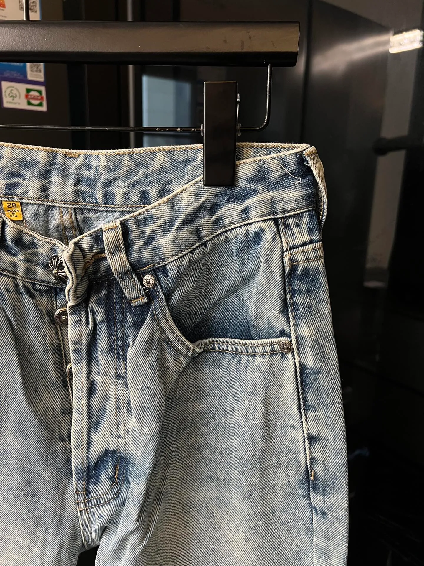 P280 [Next day] Chrome Hearts 25Ss cH Crow stitched cross patch leather heavy duty jeans (blue) Size: 28 30 32 34 36 (corresponding to s-xxl) Detailed sizes can be found in Figure 9